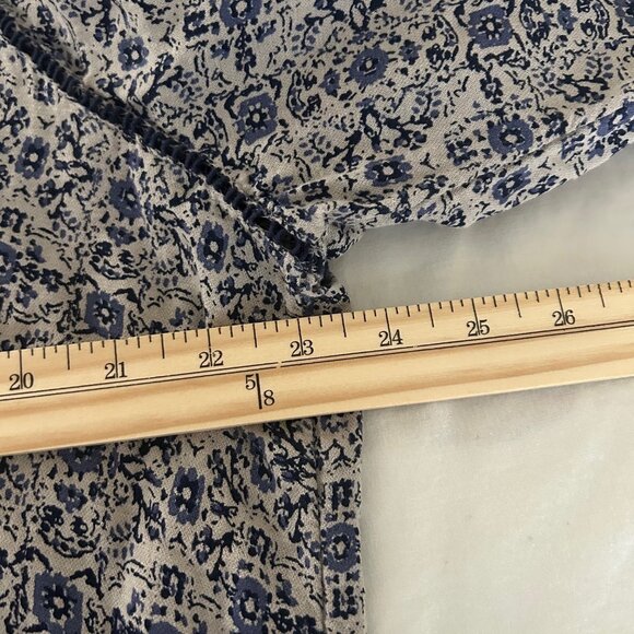 Lucky Brand Blue Floral Boho Peasant Blouse Top Keyhole Tie Women’s XL Boho - Picture 6 of 6